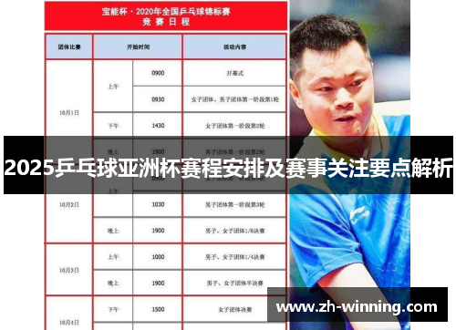 2025乒乓球亚洲杯赛程安排及赛事关注要点解析